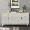 4-türiges lackiertes Sideboard mit 3D-Wellenstreifen-Design