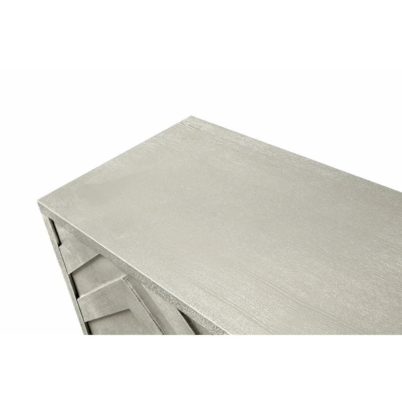 4-türiges lackiertes Sideboard mit 3D-Wellenstreifen-Design