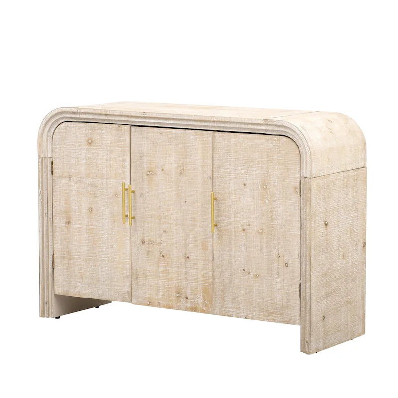 Retro minimalistisches geschwungenes Sideboard mit goldenen Griffen