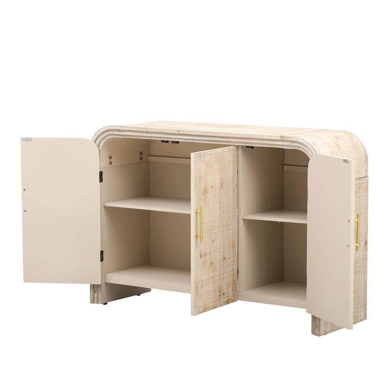 Retro minimalistisches geschwungenes Sideboard mit goldenen Griffen