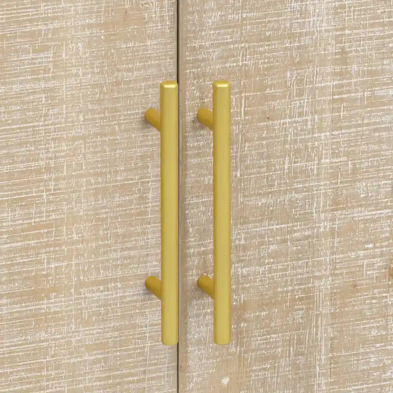 Retro minimalistisches geschwungenes Sideboard mit goldenen Griffen