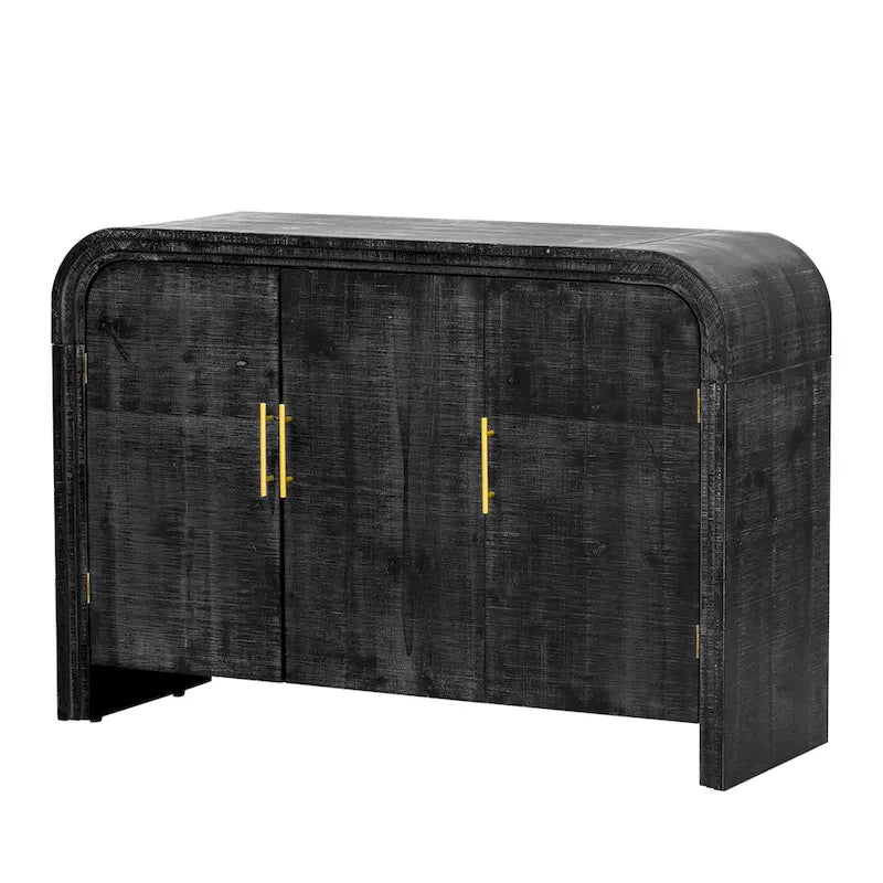Retro minimalistisches geschwungenes Sideboard mit goldenen Griffen
