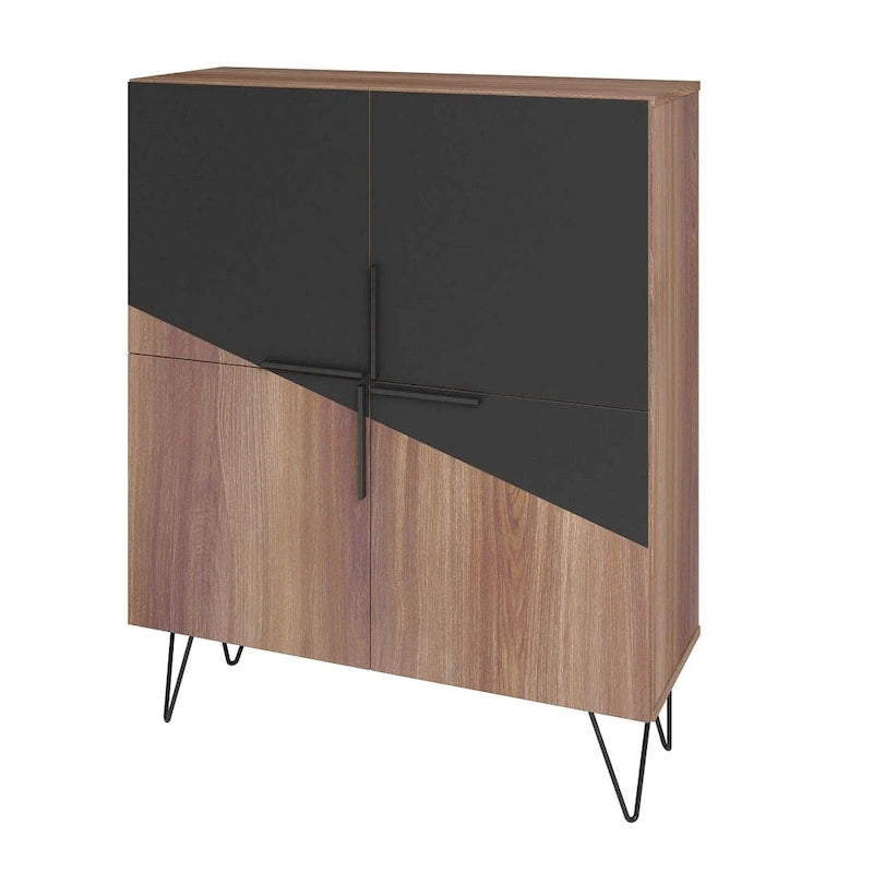 Mid-Century Modern Low Cabinet mit 4 Ablagen – 43,7H