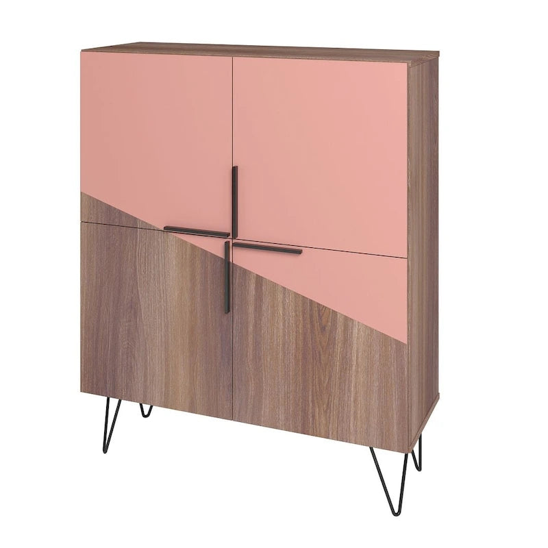 Mid-Century Modern Low Cabinet mit 4 Ablagen – 43,7H