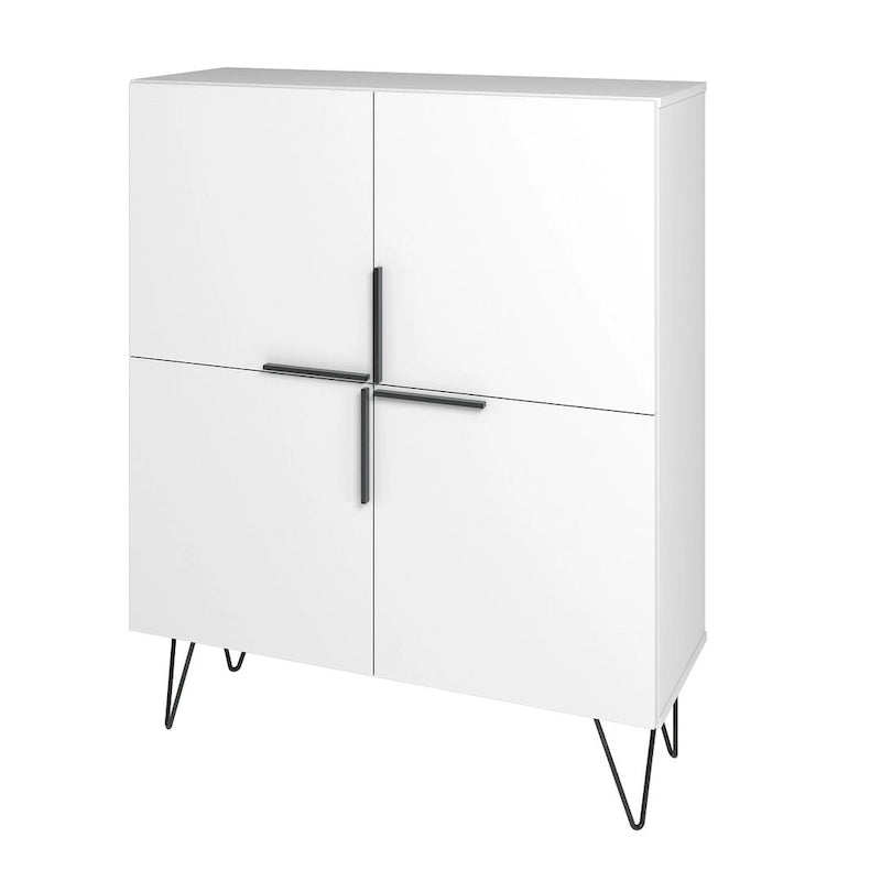 Mid-Century Modern Low Cabinet mit 4 Ablagen – 43,7H