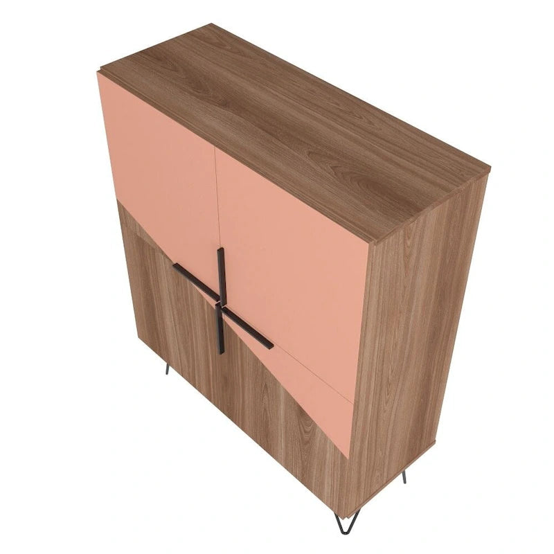Mid-Century Modern Low Cabinet mit 4 Ablagen – 43,7H