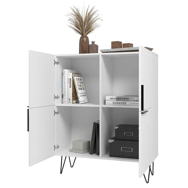 Mid-Century Modern Low Cabinet mit 4 Ablagen – 43,7H