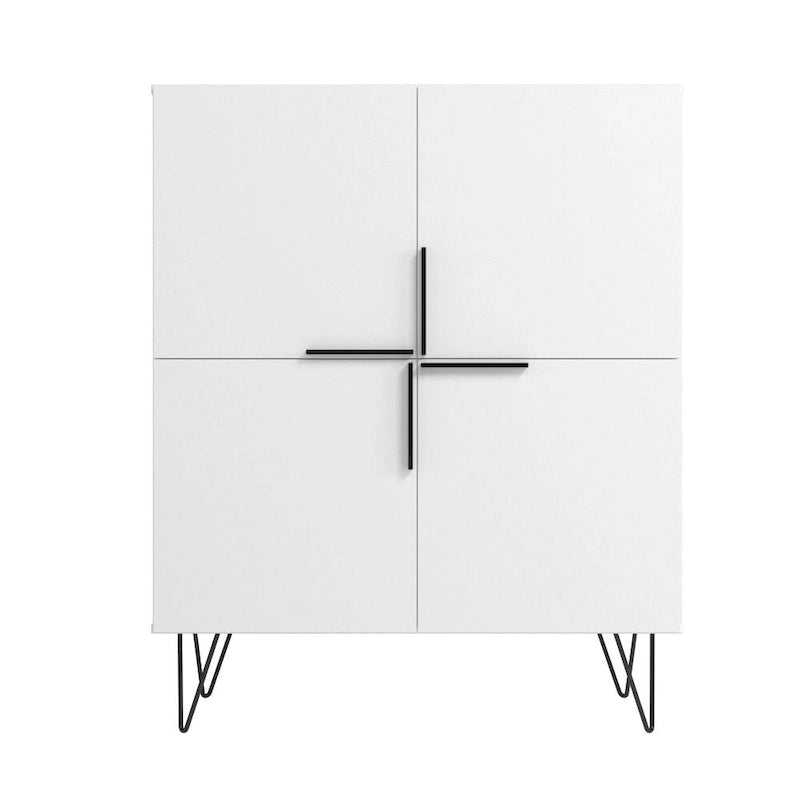 Mid-Century Modern Low Cabinet mit 4 Ablagen – 43,7H
