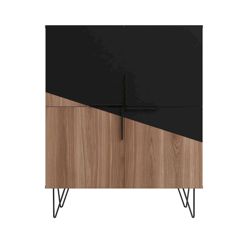 Mid-Century Modern Low Cabinet mit 4 Ablagen – 43,7H