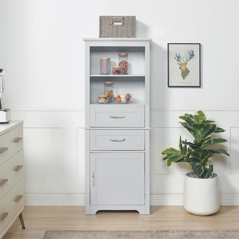 Hoher Badezimmer-Bodenschrank mit offenen Regalen und Türen