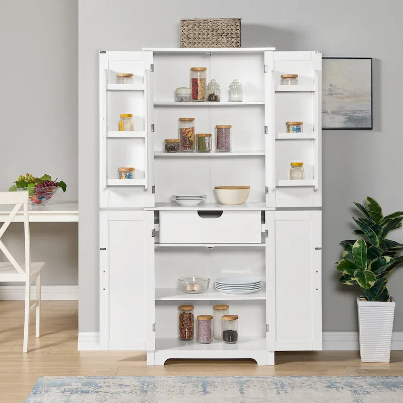 Hoher Badezimmer-Bodenschrank mit offenen Regalen und Türen