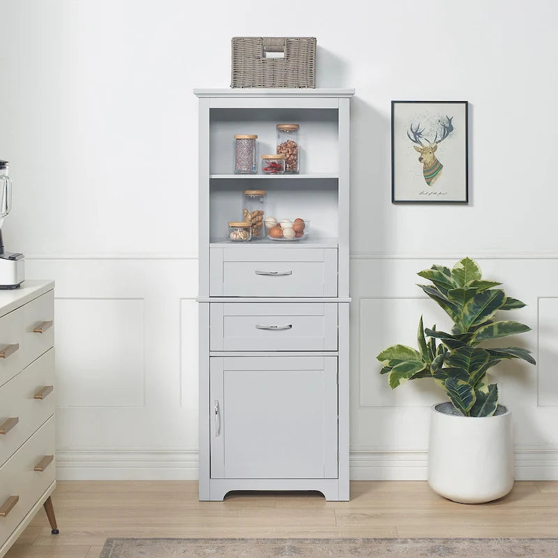 Hoher Badezimmer-Bodenschrank mit offenen Regalen und Türen
