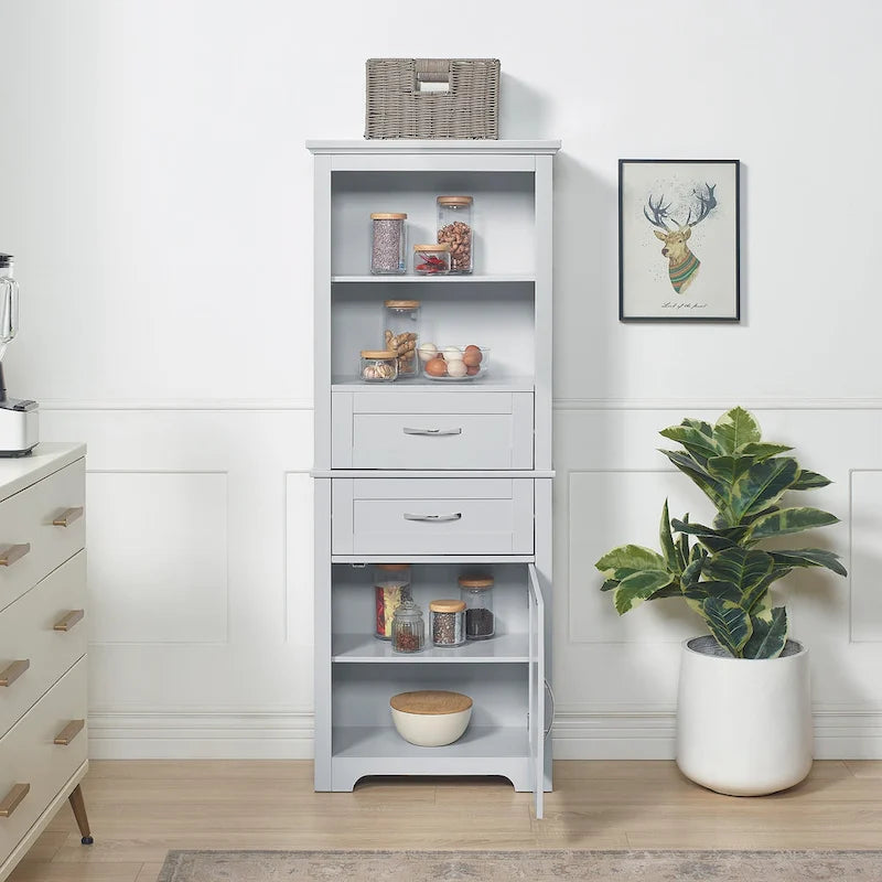 Hoher Badezimmer-Bodenschrank mit offenen Regalen und Türen