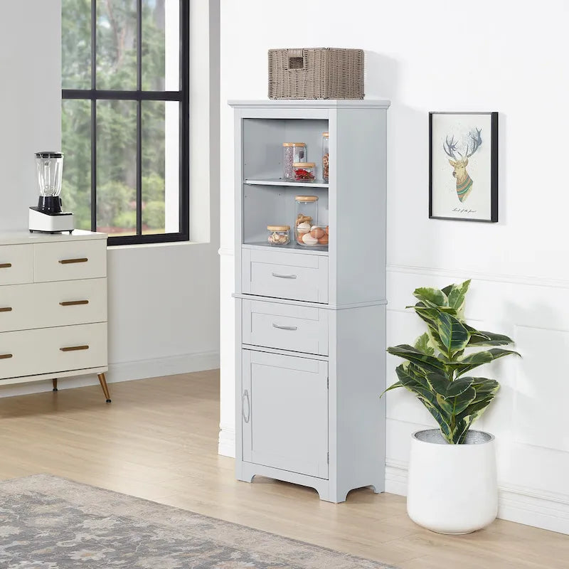 Hoher Badezimmer-Bodenschrank mit offenen Regalen und Türen