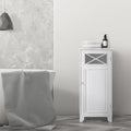 Freistehender schmaler Bodenschrank mit Glastür, Weiß – 33 cm L x 38 cm B x 81 cm H