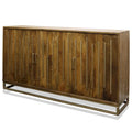 Dreitüriges Mangoholz-Sideboard mit Metallakzenten, Walnuss-Finish