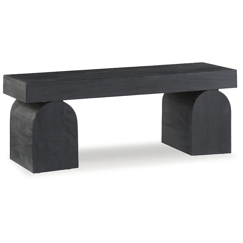 Akzentbank aus schwarzem Massivholz – 50B x 16T x 18,25H