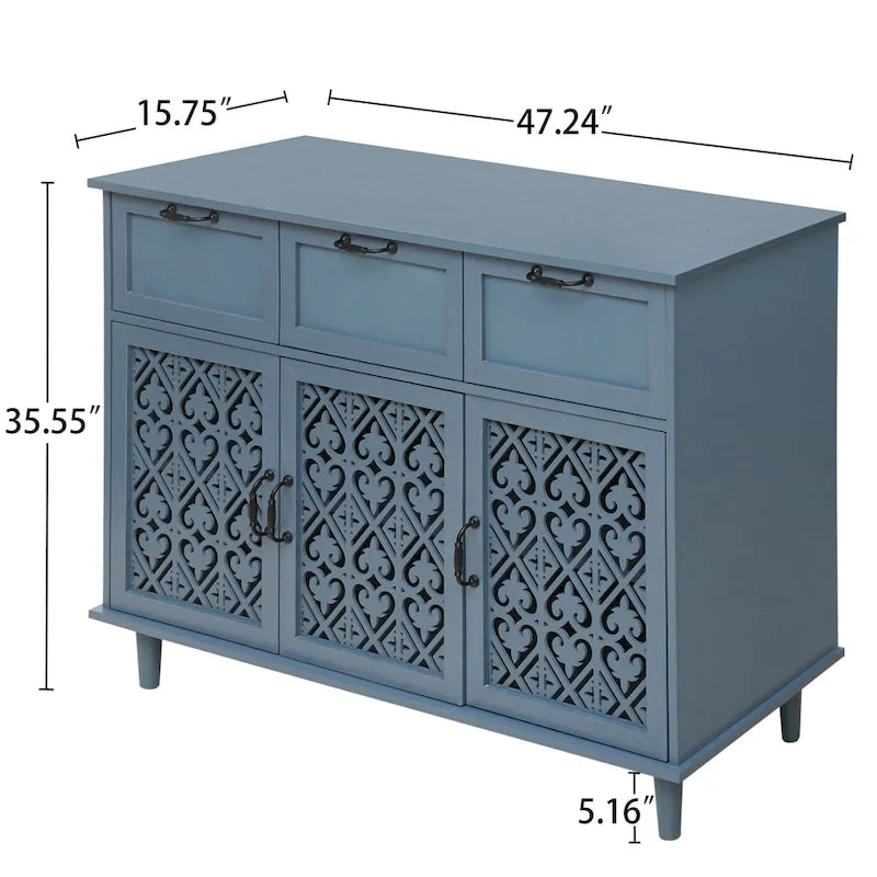 3-türiger, 3-schübiger Schrank