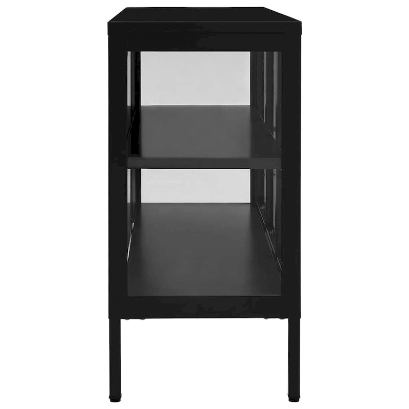 Sideboard aus schwarzem Stahl und Glas – 105 B x 35 T x 70 H cm