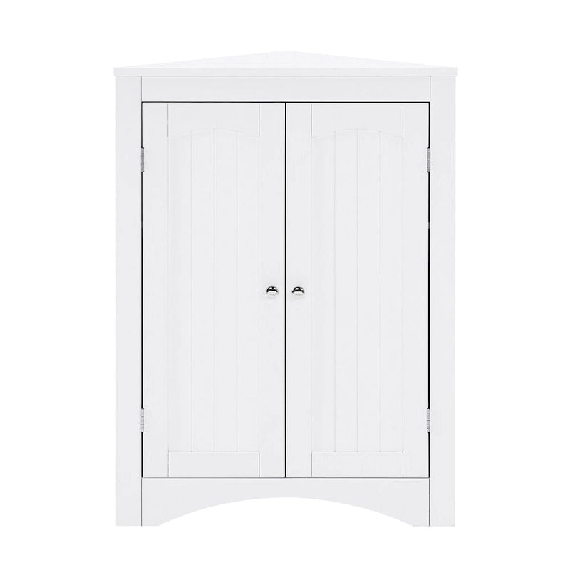 Freistehender Eckschrank mit Türen und Regalen