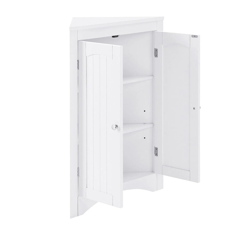Freistehender Eckschrank mit Türen und Regalen