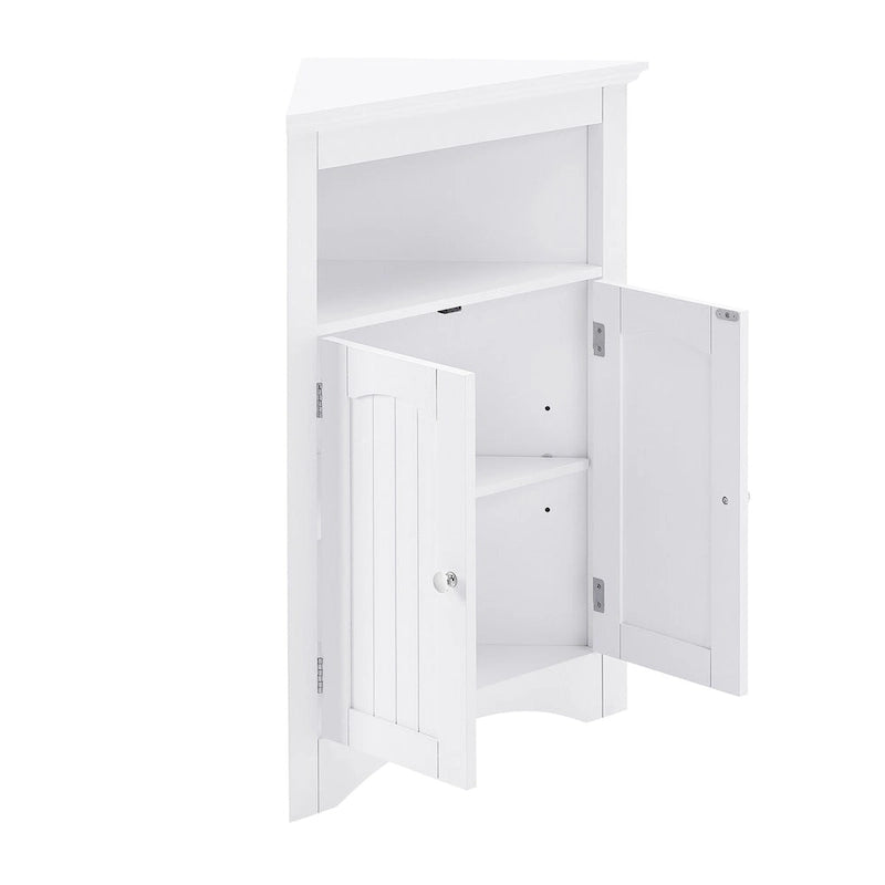 Freistehender Eckschrank mit Türen und Regalen