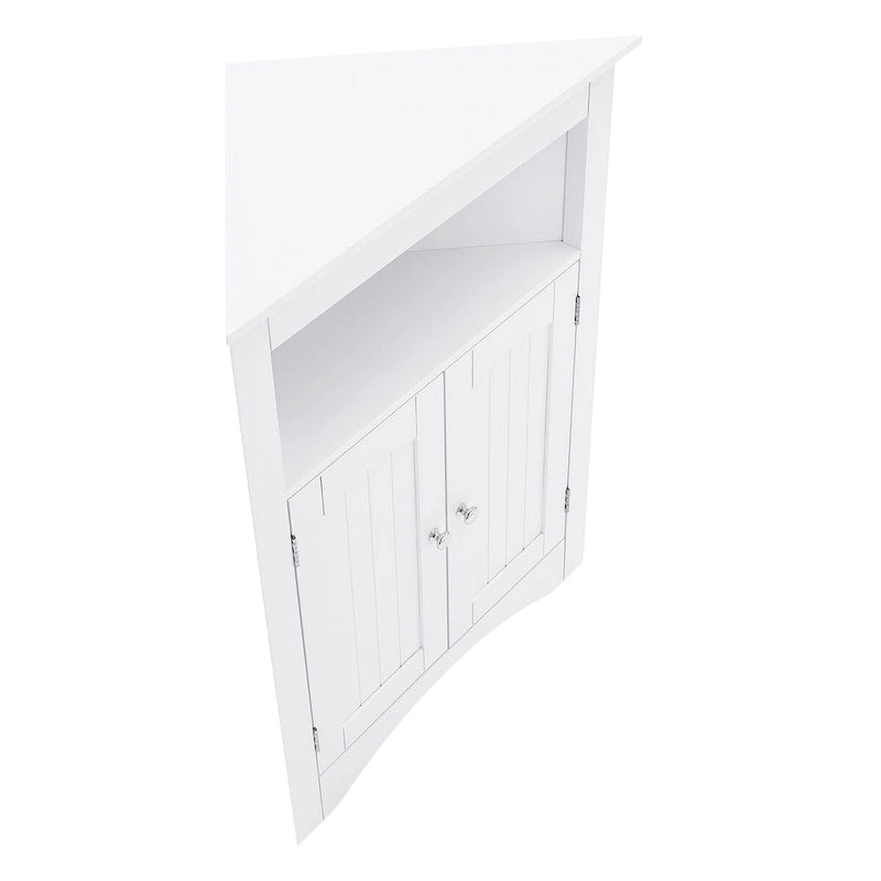 Freistehender Eckschrank mit Türen und Regalen