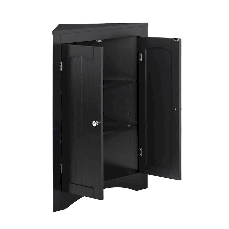 Freistehender Eckschrank mit Türen und Regalen