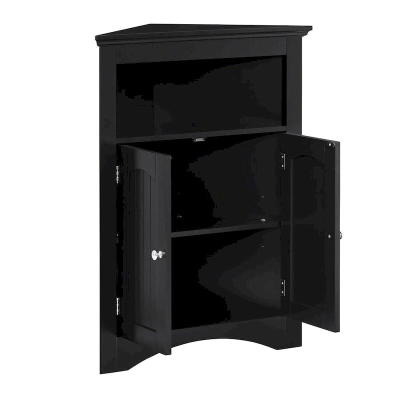 Freistehender Eckschrank mit Türen und Regalen