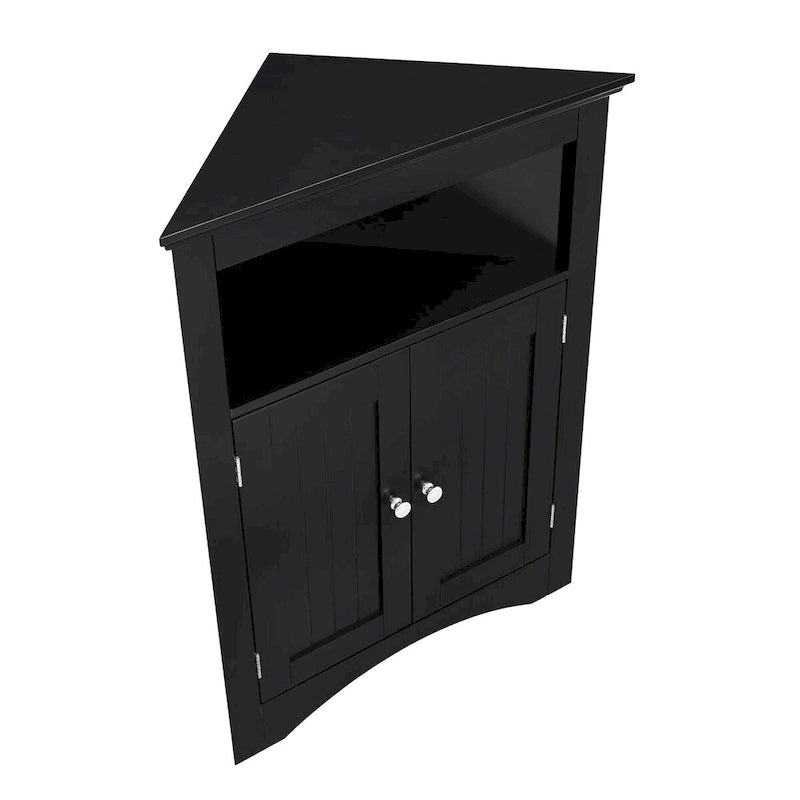 Freistehender Eckschrank mit Türen und Regalen