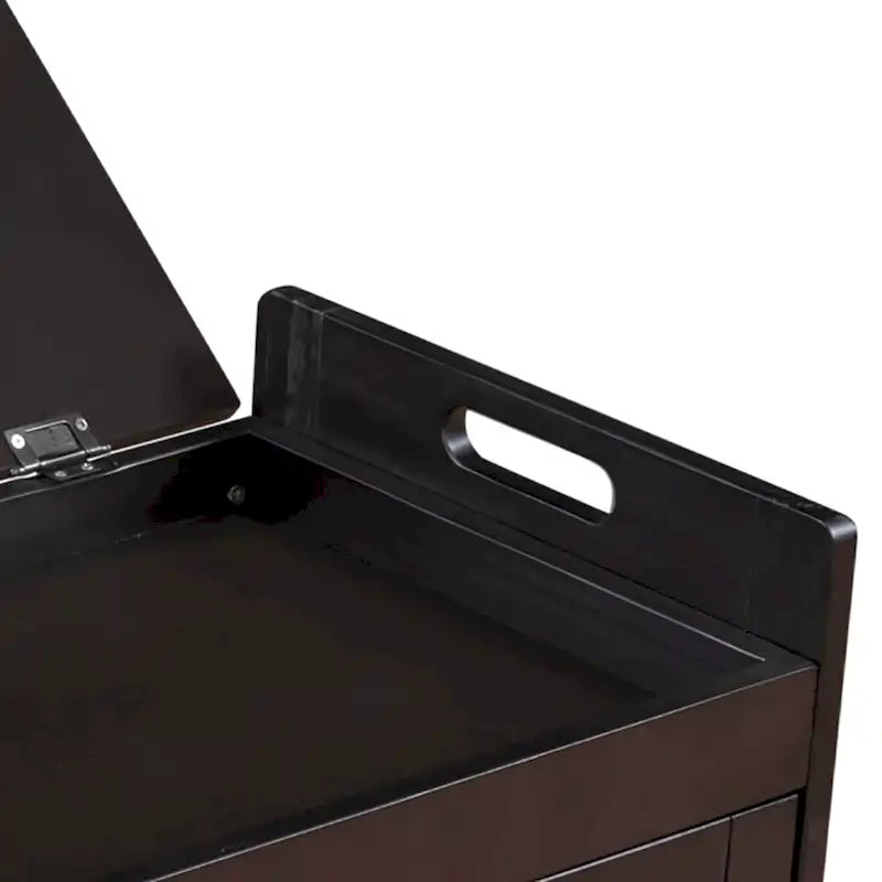 Klassische moderne Aufbewahrungsbank mit zwei Schränken und aufklappbarem Stauraum