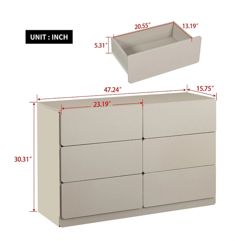 6-Schubladen-Kommode Sideboard Anrichte Konsolenschrank