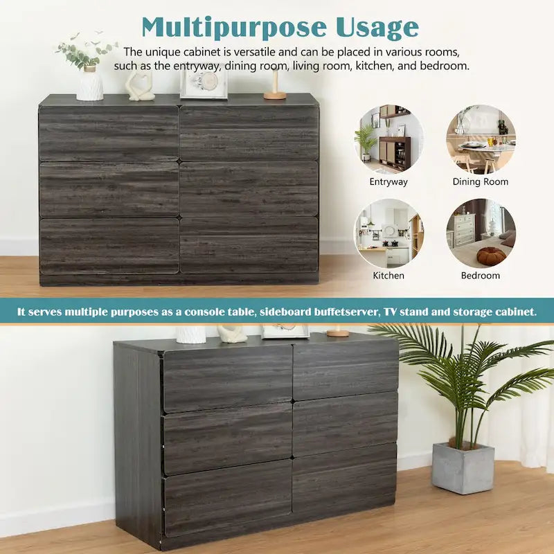 6-Schubladen-Kommode Sideboard Anrichte Konsolenschrank