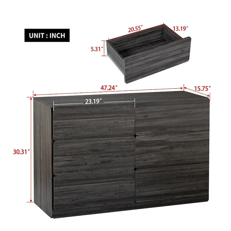 6-Schubladen-Kommode Sideboard Anrichte Konsolenschrank