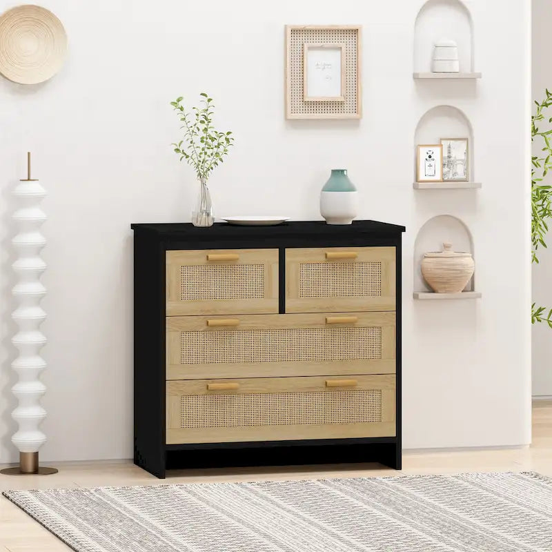 Aufbewahrungsschrank aus Rattan mit 4 Schubladen