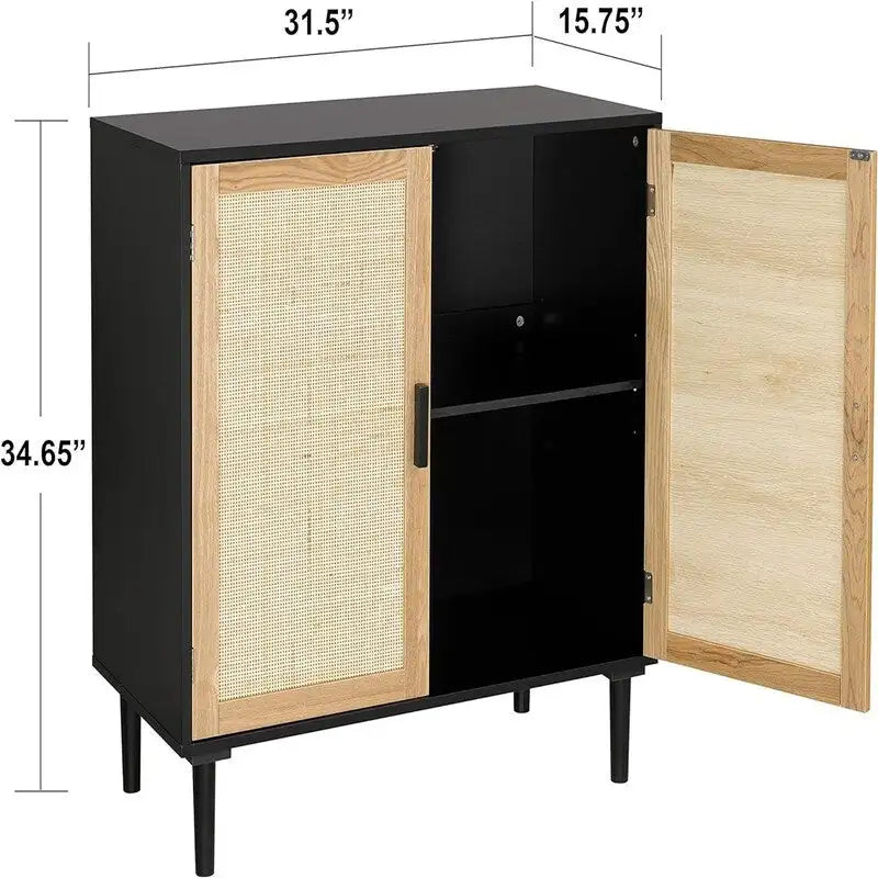 Rattan Sideboard Anrichte Schrank - 15,8T x 31,5B x 34,6H