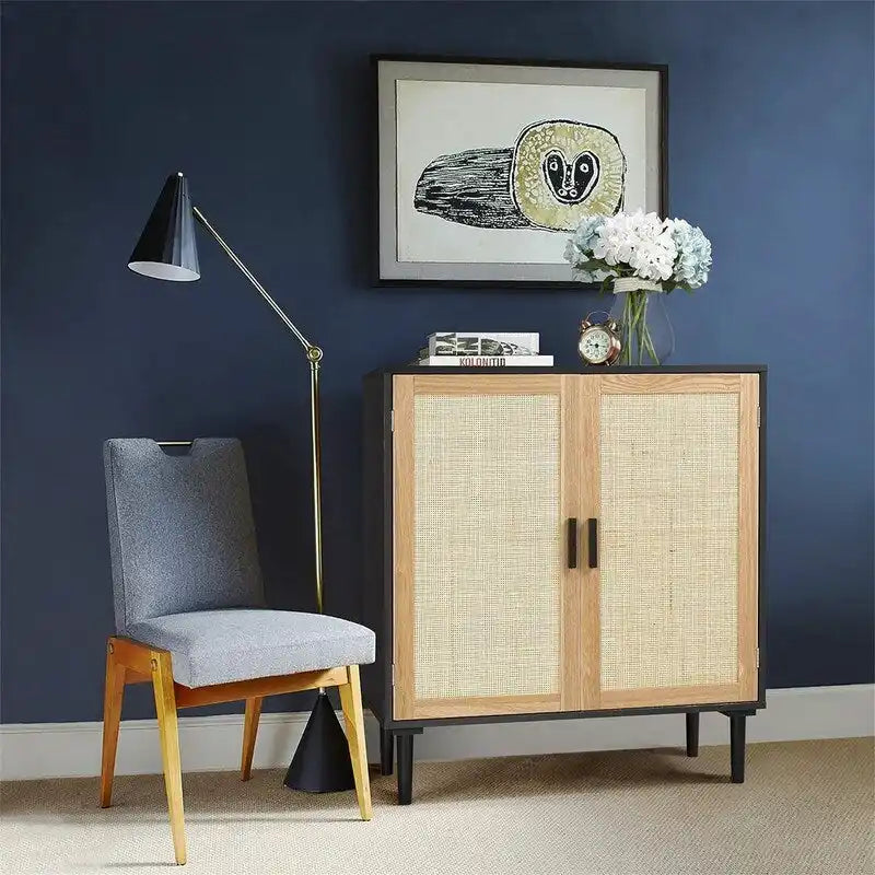 Rattan Sideboard Anrichte Schrank - 15,8T x 31,5B x 34,6H