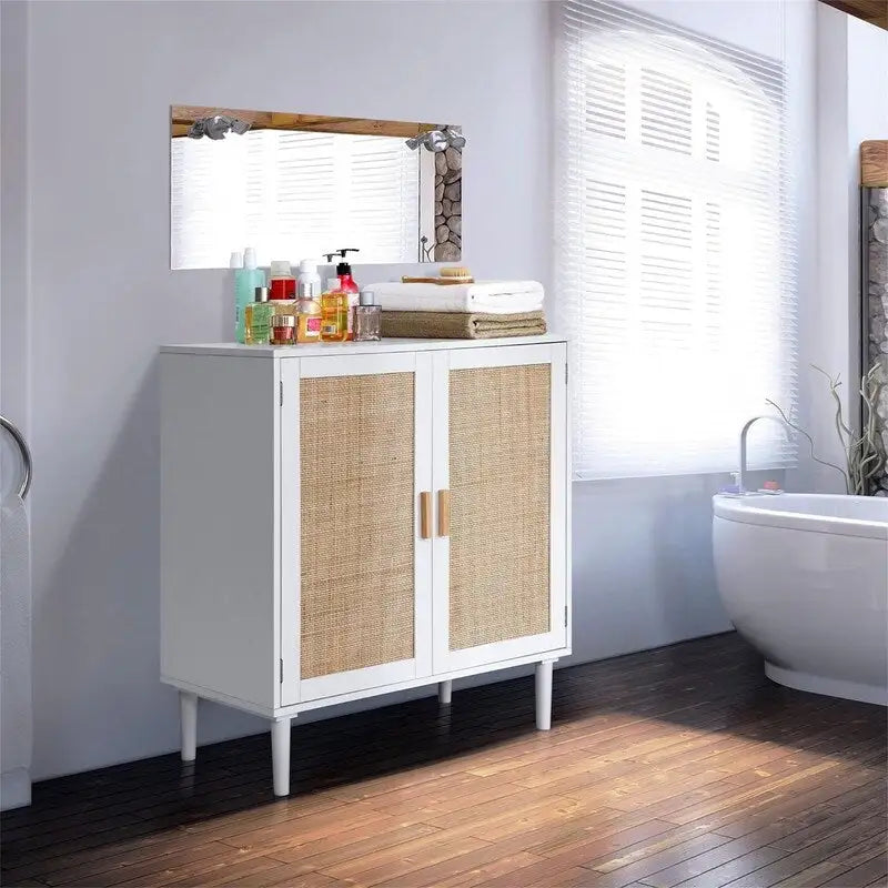 Rattan Sideboard Anrichte Schrank - 15,8T x 31,5B x 34,6H