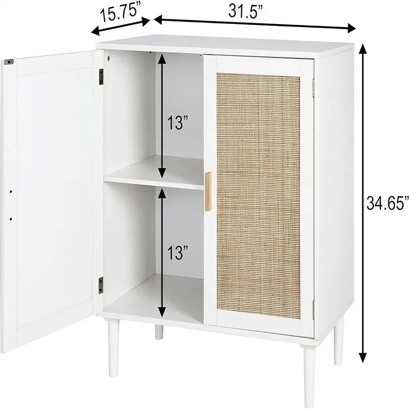 Rattan Sideboard Anrichte Schrank - 15,8T x 31,5B x 34,6H