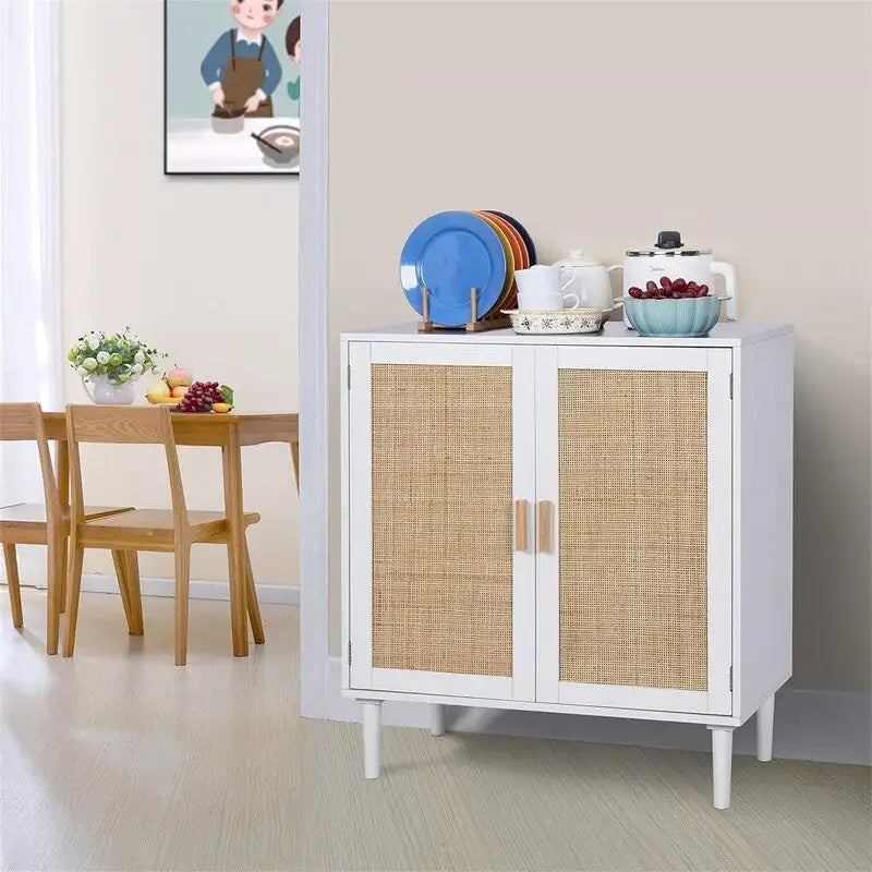 Rattan Sideboard Anrichte Schrank - 15,8T x 31,5B x 34,6H