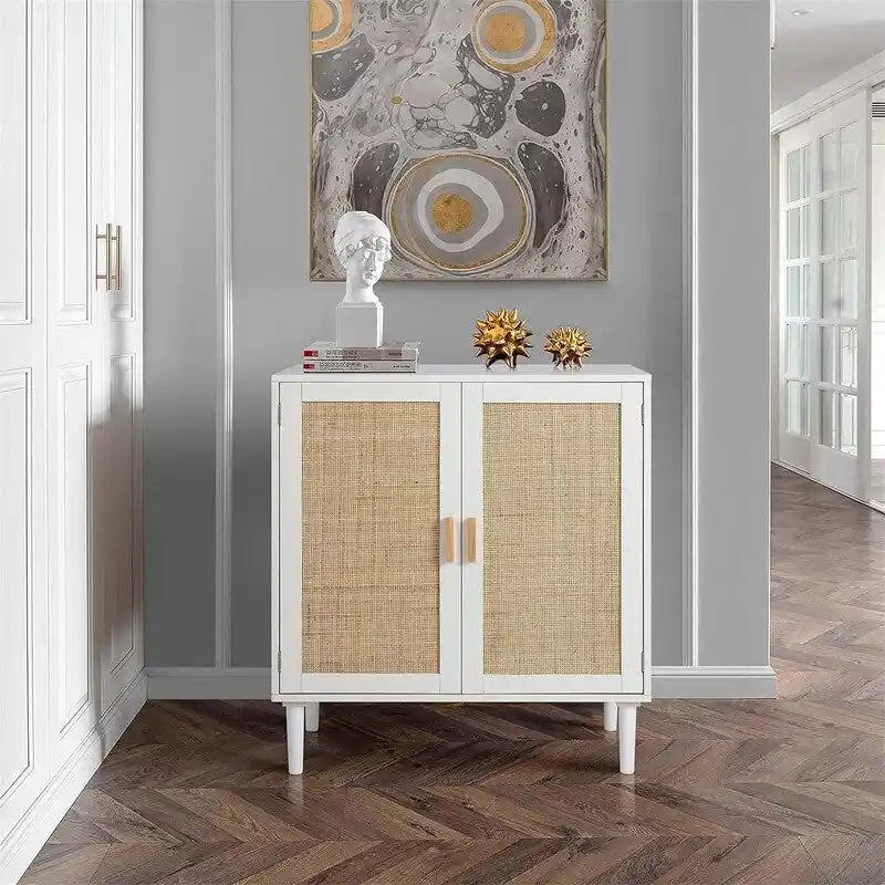 Rattan Sideboard Anrichte Schrank - 15,8T x 31,5B x 34,6H