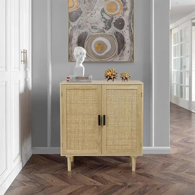 Rattan Sideboard Anrichte Schrank - 15,8T x 31,5B x 34,6H