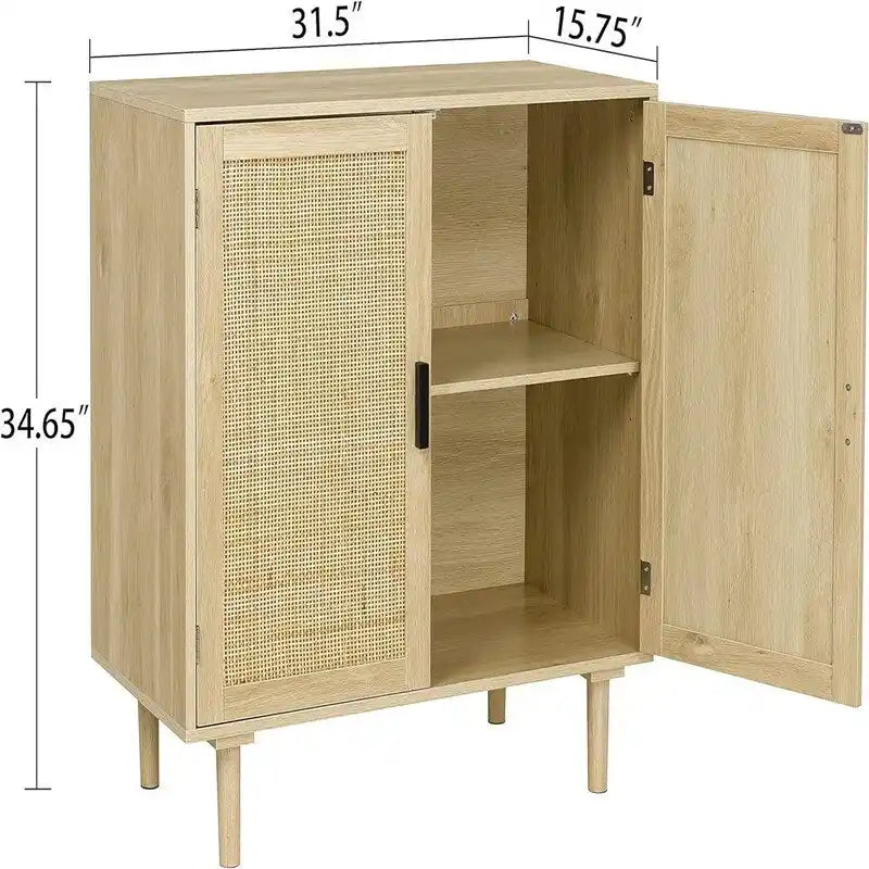 Rattan Sideboard Anrichte Schrank - 15,8T x 31,5B x 34,6H