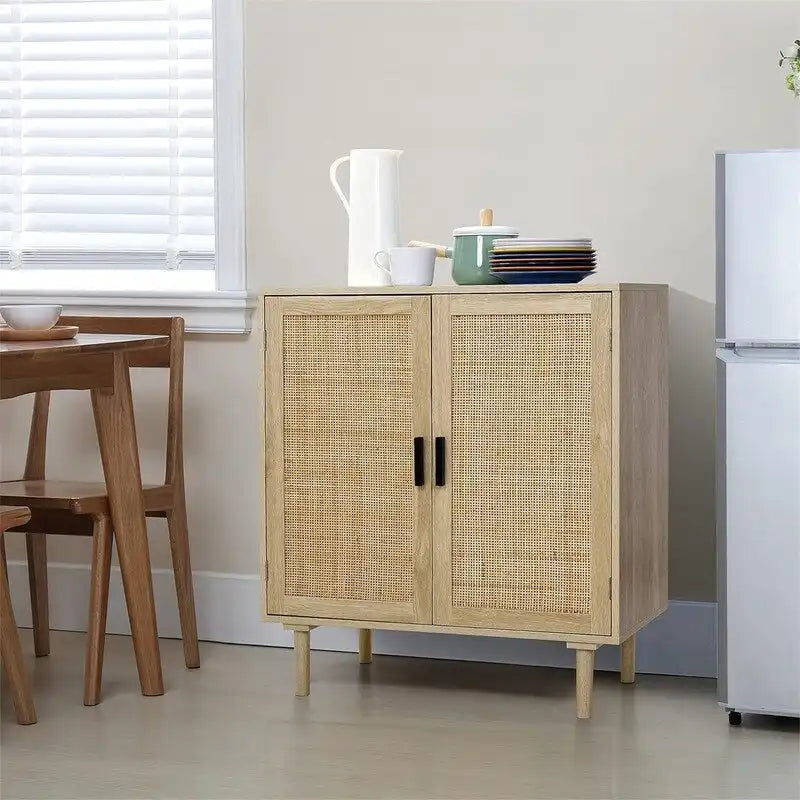 Rattan Sideboard Anrichte Schrank - 15,8T x 31,5B x 34,6H