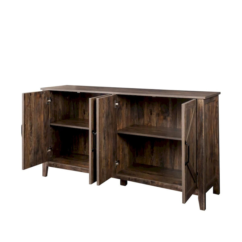 Freistehendes Sideboard mit 4 Türen und 4 offenen Regalfächern