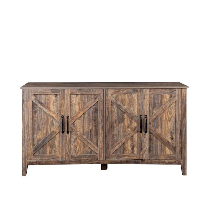 Freistehendes Sideboard mit 4 Türen und 4 offenen Regalfächern