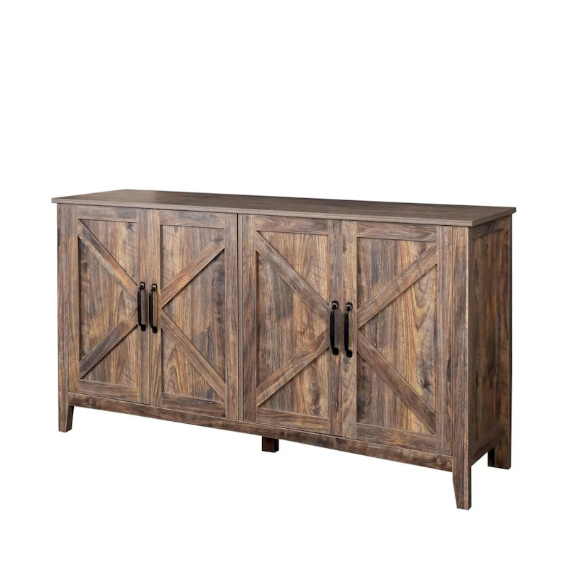 Freistehendes Sideboard mit 4 Türen und 4 offenen Regalfächern