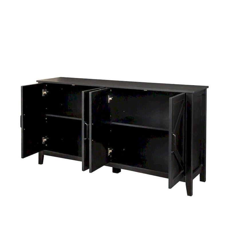 Freistehendes Sideboard mit 4 Türen und 4 offenen Regalfächern