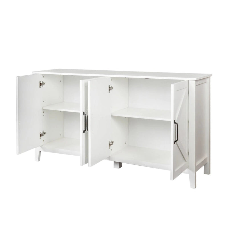 Freistehendes Sideboard mit 4 Türen und 4 offenen Regalfächern