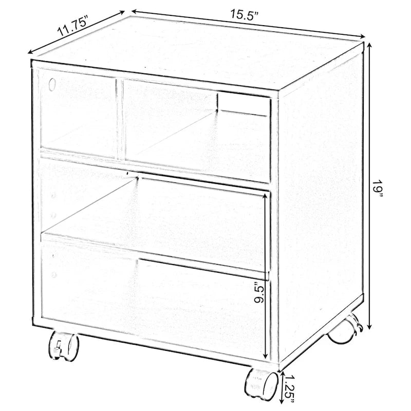 Druckerbeistellschrank aus Holz mit Rollen